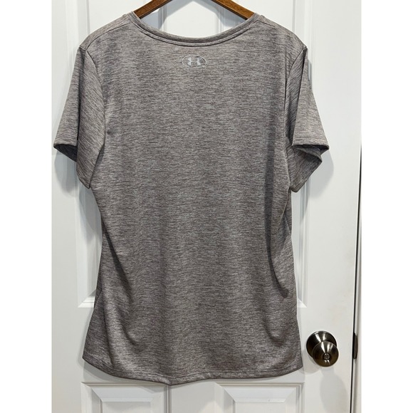 NEW Under Armour Womens HeatGear V-Neck Short Sleeve T-Shirt Grey 1258568 XXL - Picture 6 of 6